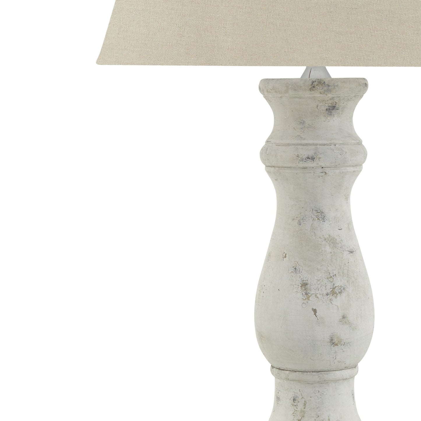 Darcy Antique White Candlestick Table Lamp With Linen Shade