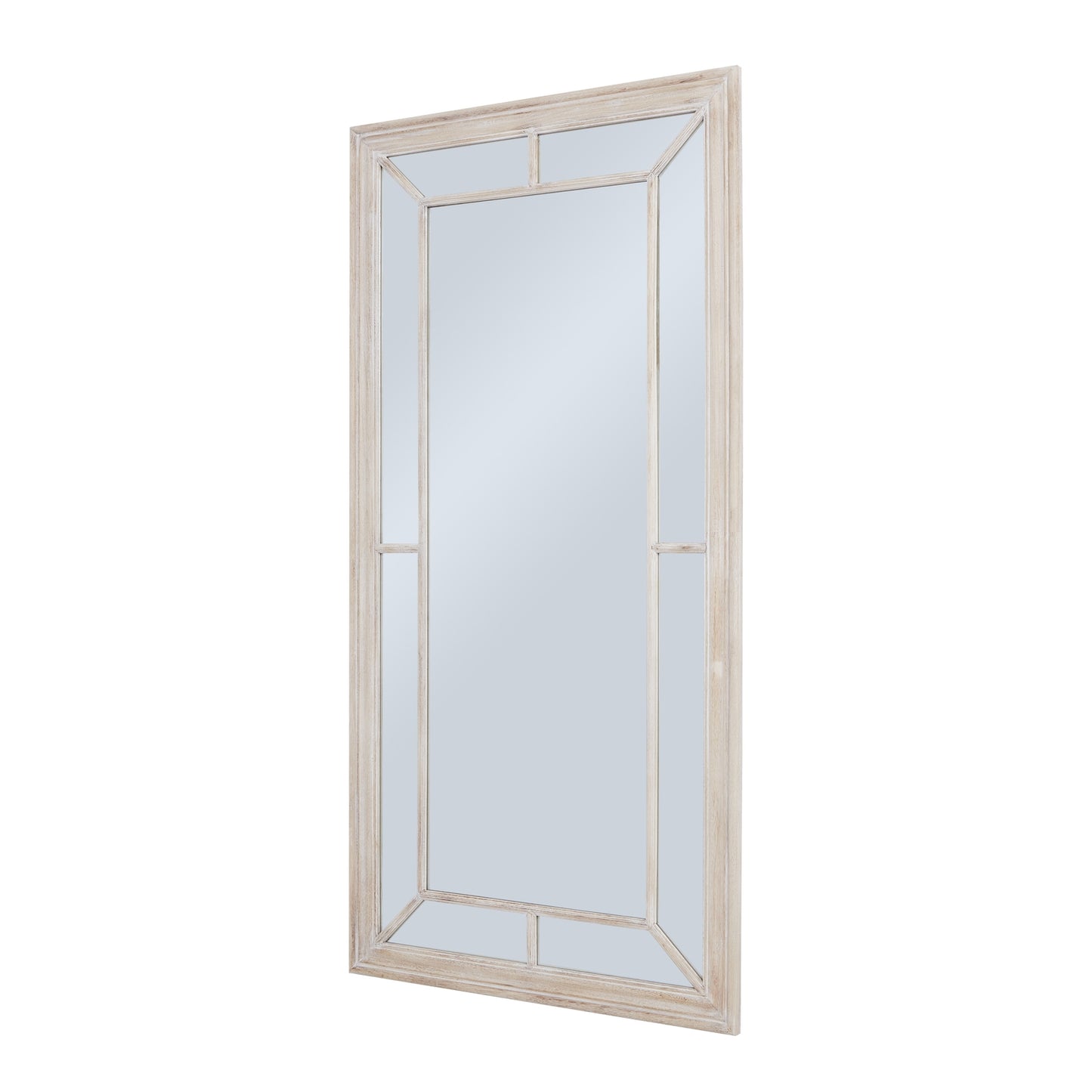 Large Washed Wood Framed Window Mirror